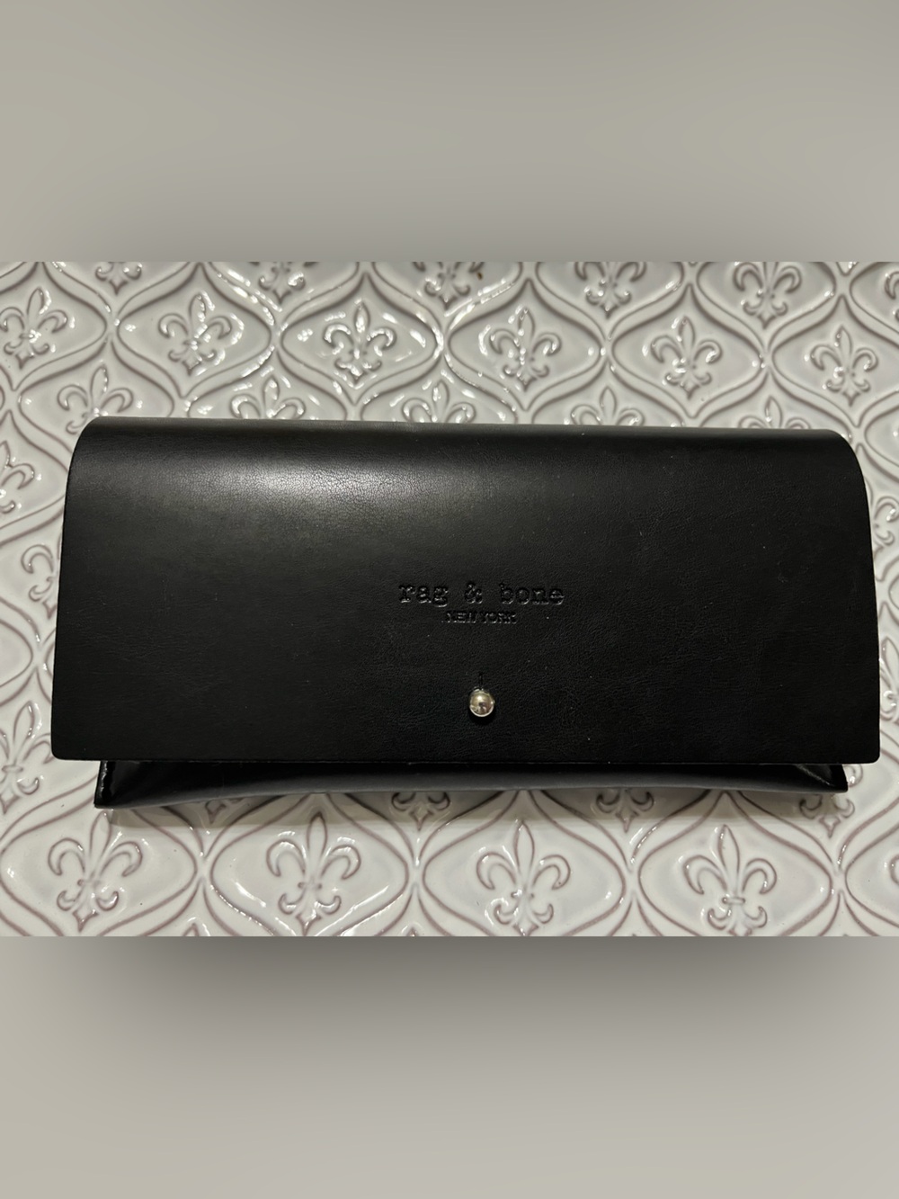 rag & bone Black Leather Long Eyewear Case (Glasses not included)